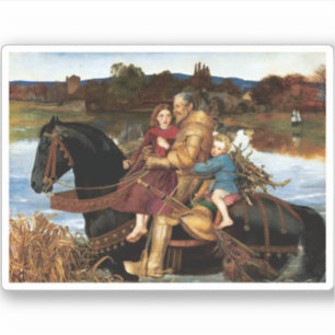 Sir Isumbras im Ford um 1857 von John Millais Aufkleber