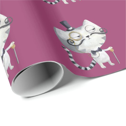 Sir Kitty Cat mit den Schnurrbärten Geschenkpapier (Rolleneckpunkt)