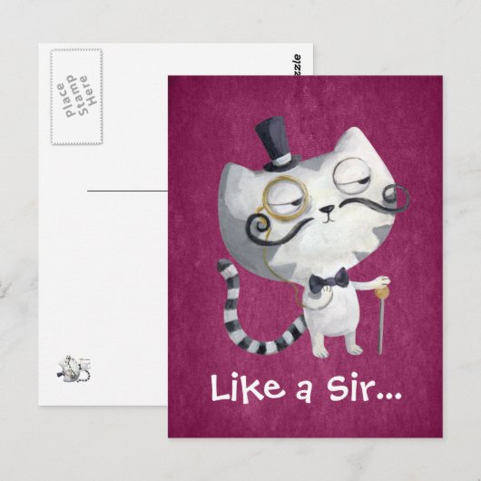 Sir Kitty Cat mit Mustaches Postkarte (Vorne/Hinten)