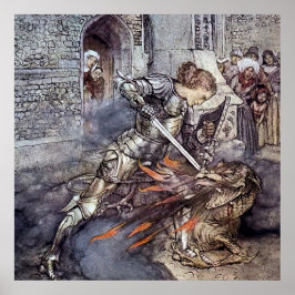 "Sir Lancelot Slays the Dragon" von Arthur Rackham Poster