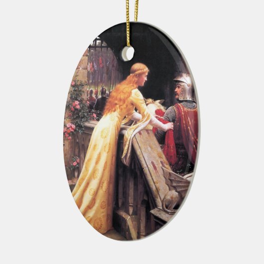 Sir Lancelot und Guinevere auf den Treppen Keramikornament (Links)