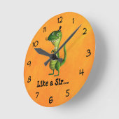 Sir T-rex with Schnurrbart Runde Wanduhr (Winkel)