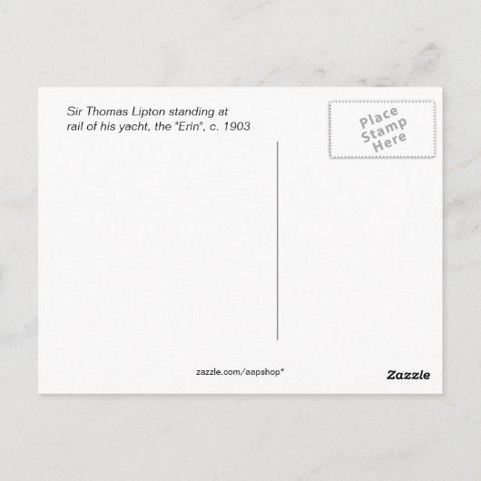 Sir Thomas Lipton auf seiner Yacht Postkarte (Rückseite)
