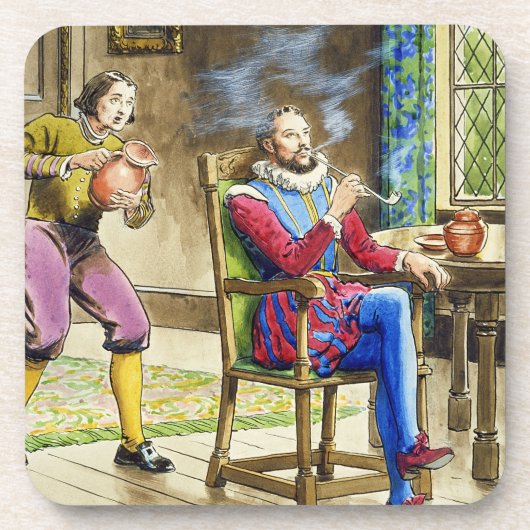 Sir Walter Raleigh (1554-1618) 'von den Blicken in Untersetzer (Vorderseite)