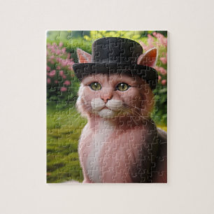 Sir Whiskers die Katze in Blüte Puzzle
