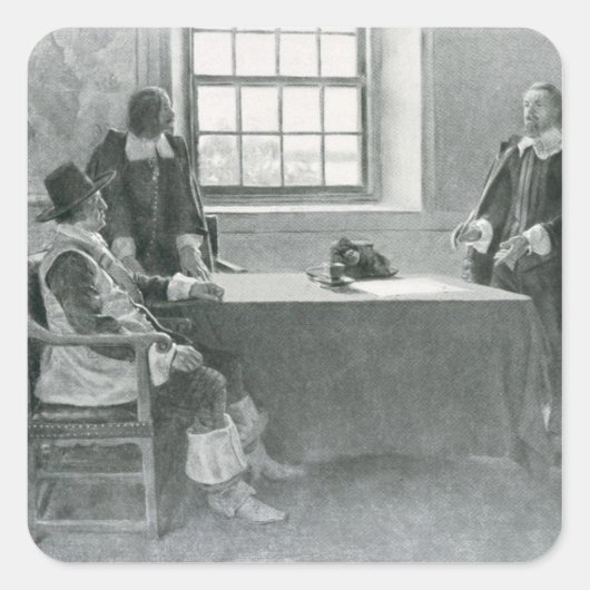 Sir William Berkeley Surrendering Quadratischer Aufkleber (Vorderseite)