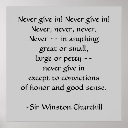Sir Winston Churchill Quote des SRF Poster (Vorne)
