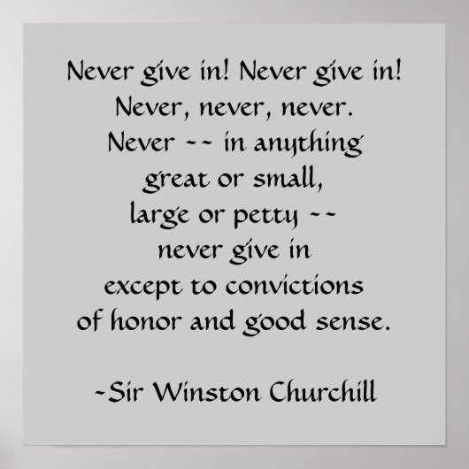 Sir Winston Churchill Quote des SRF Poster (Vorne)