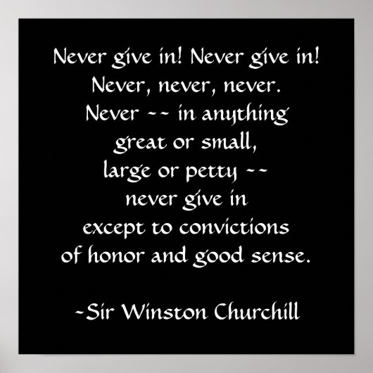 Sir Winston Churchill Quote des SRF Poster (Vorne)