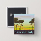 Siracusa Italien Landschaft Reiseplakat. Button (Vorne & Hinten)