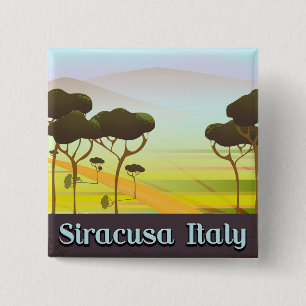 Siracusa Italien Landschaft Reiseplakat. Button