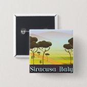 Siracusa Italien Landschaft Reiseplakat. Button (Vorne & Hinten)