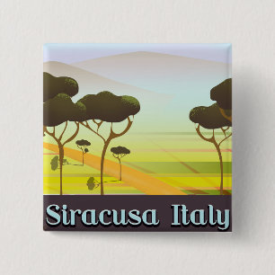 Siracusa Italien Landschaft Reiseplakat. Button