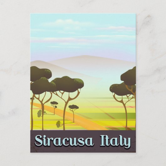 Siracusa Italien Landschaft Reiseplakat. Postkarte (Vorderseite)