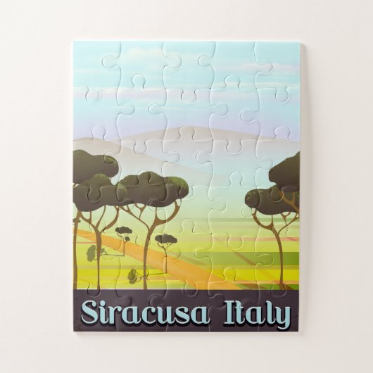 Siracusa Italien Landschaft Reiseplakat. Puzzle (Vertikal)