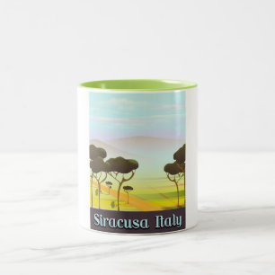 Siracusa Italien Landschaft Reiseplakat. Zweifarbige Tasse