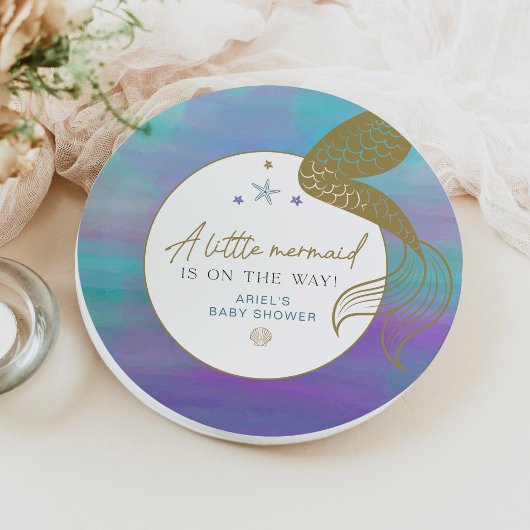 SIREN Lila Gold Meerjungfrau Ocean Sea Babydusche Pappteller