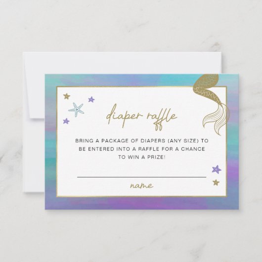 SIREN Mermaid Tropical Beach Diaper Raffle Ticket Einladung (Vorderseite)