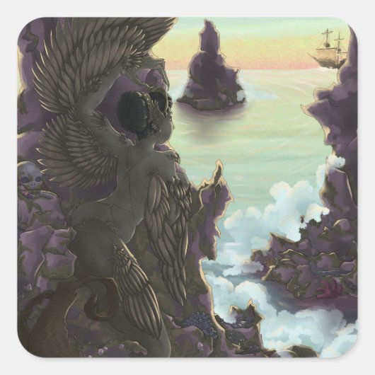 Siren Stones Quadratischer Aufkleber (Vorderseite)