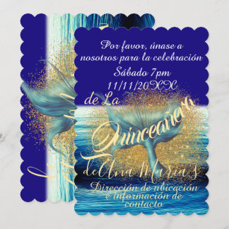 Sirena Cola Splash Sparkle Quinceañera Celebración Einladung