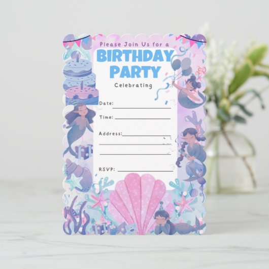 SIRENA Geburtstagsparty - Einladung (Stehend Vorderseite)