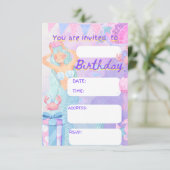 sirena, mairmade, Geburtstagsmädchen Party Einladu Einladung (Stehend Vorderseite)