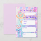 sirena, mairmade, Geburtstagsmädchen Party Einladu Einladung (Vorne/Hinten)