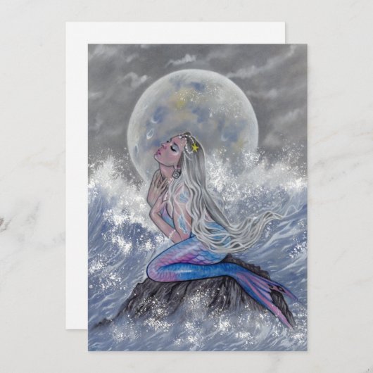 Sirena mermaid moon notecard dankeskarte (Vorne/Hinten)