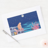 Sirena mirando la luna rechteckiger aufkleber (Umschlag)