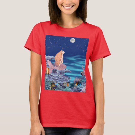 Sirena mirando la luna T-Shirt (Vorderseite)