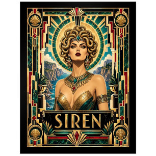 Sirene, Art Deco Mythisch Postkarte