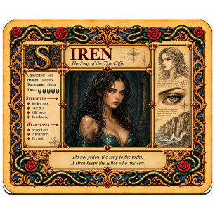 Sirene, mittelalterliche Bestiarien-Kunst Mousepad