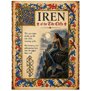 Sirene, mittelalterliche Bestiarien-Kunst Postkarte