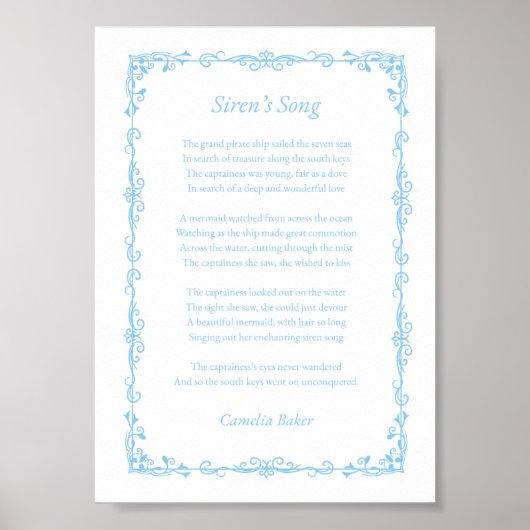 Siren's Song Poem Print Poster (Vorne)