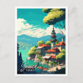 Sirince Türkei Vintage Reise Illustration Postkarte (Vorderseite)