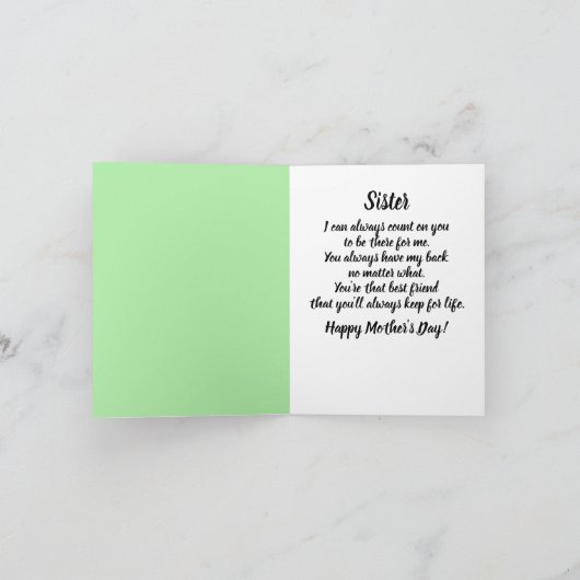 Sis African American Mother's Day Card Karte (Innenseite)