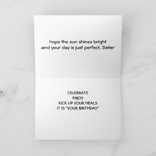 "SIS-HOFFE DIE SONNE strahlt HELL AUF IHREN GEBURT Karte (Innenseite)