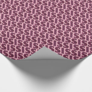Sis Typografy Pink Blume in Text Muster Floral Geschenkpapier