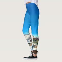 Sisimiut Greenland Clear Blue Sky farbenfrohe Häus Leggings