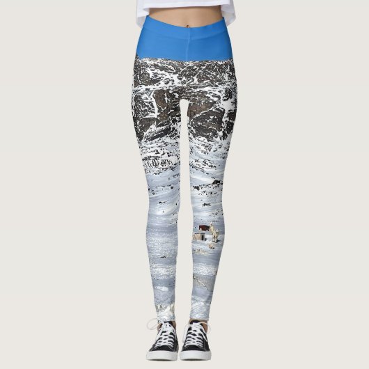 Sisimiut Grönland Outdoor Landschaft Blauer Himmel Leggings (Vorderseite)