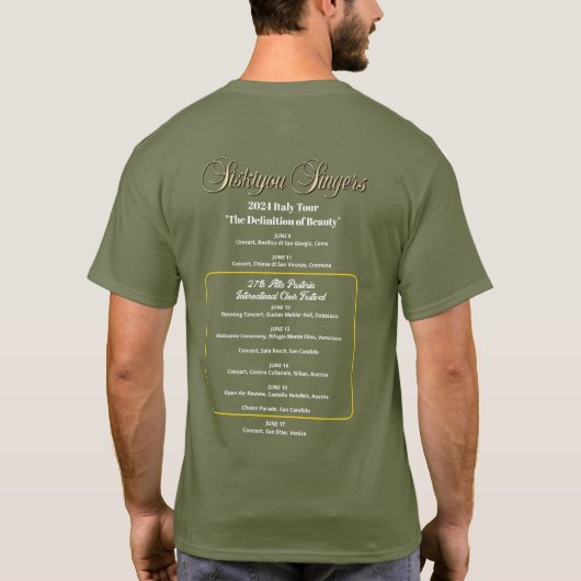 Siskiyou Singers 2024 Italien Tour T - Shirt (Rückseite)