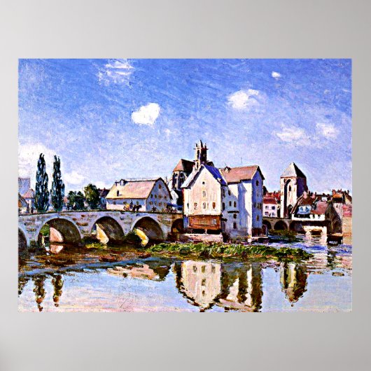 Sisley - Die Moret Bridge im Sonnenlicht Poster (Vorne)