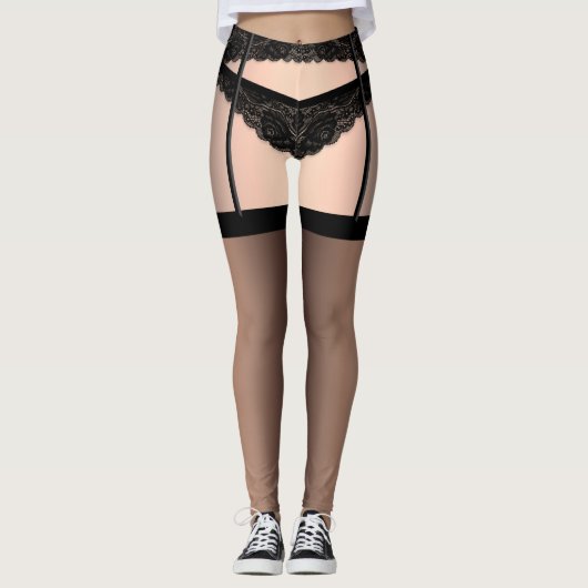 Sissy Lace Lingerie Chastity Cover Leggings (Vorderseite)