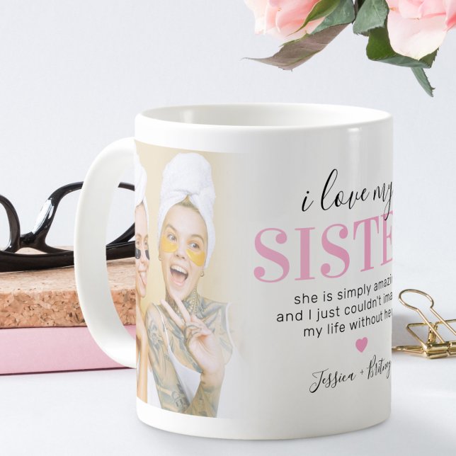 Sister 2 Foto-Geschenk | Zitat von Rosa Schwestern Kaffeetasse