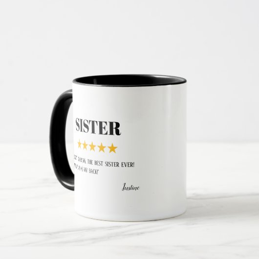 Sister 5 Star Review | Beste Schwester je ein Gesc Tasse (Vorderseite Links)