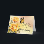 Sister 60. Geburtstag Gelbe Rosen mit Schmetterlin Karte<br><div class="desc">Feiern Sie mit dieser atemberaubenden Karte den 60. Platz Ihrer Schwester. Elegante Aquarellgelbe Rosen,  begleitet von einem zarten Monarchen-Schmetterling,  rahmen herzliche Wünsche. Mit dieser visuell faszinierenden und herzlichen Geburtstagskarte senden Sie Strahlen der Liebe und Wärme. Ideal,  um Liebe und Freude an diesem Meilenstein zu vermitteln.</div>