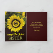 SISTER - 60. Geburtstag mit fröhlicher Sonnenblume Karte (Innenseite)