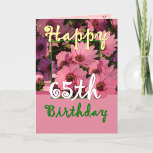 SISTER - 65. Geburtstag mit Pink Daisy Blume Karte