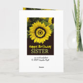 SISTER - 75. Geburtstag mit fröhlicher Sonnenblume Karte (Rückseite)