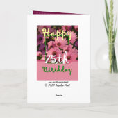 SISTER - 75. Geburtstag mit Pink Daisy Blume Karte (Rückseite)